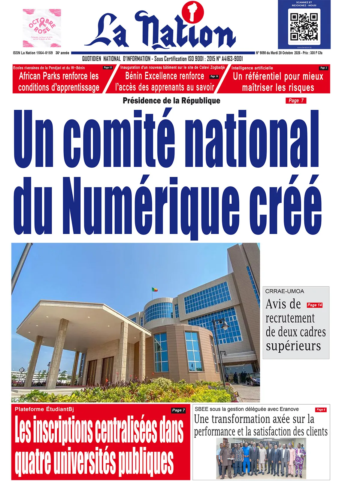 Quotidien "La Nation" du 20 Octobre 2026